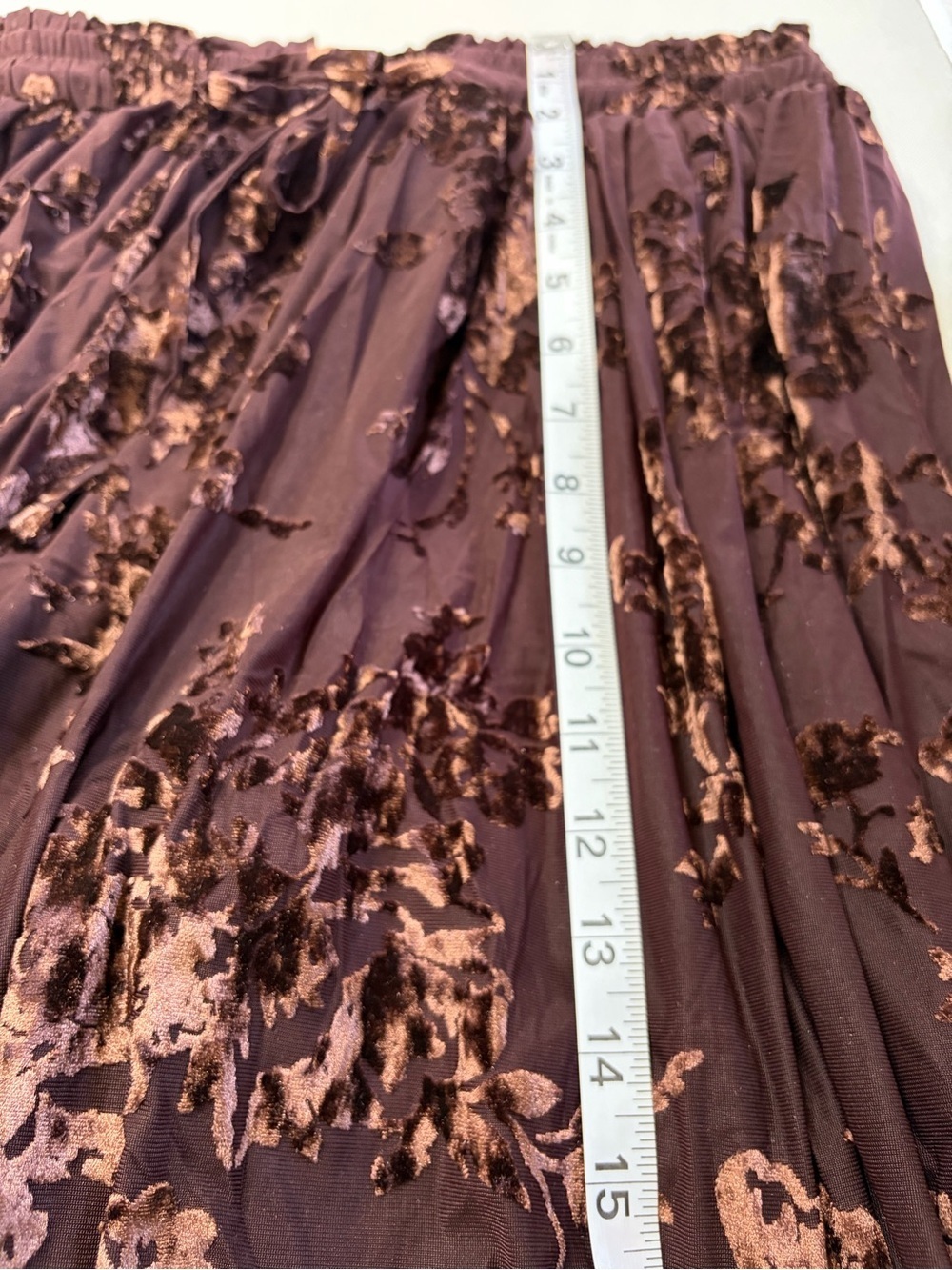 Lantern Pants - Lace Floral Flocked Elastic Waist Coffee NEW WITH TAGS - Picture 12 of 14